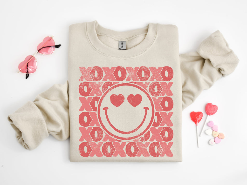 Retro XOXO Valentine's Day Sweatshirt: Pink Love Shirt