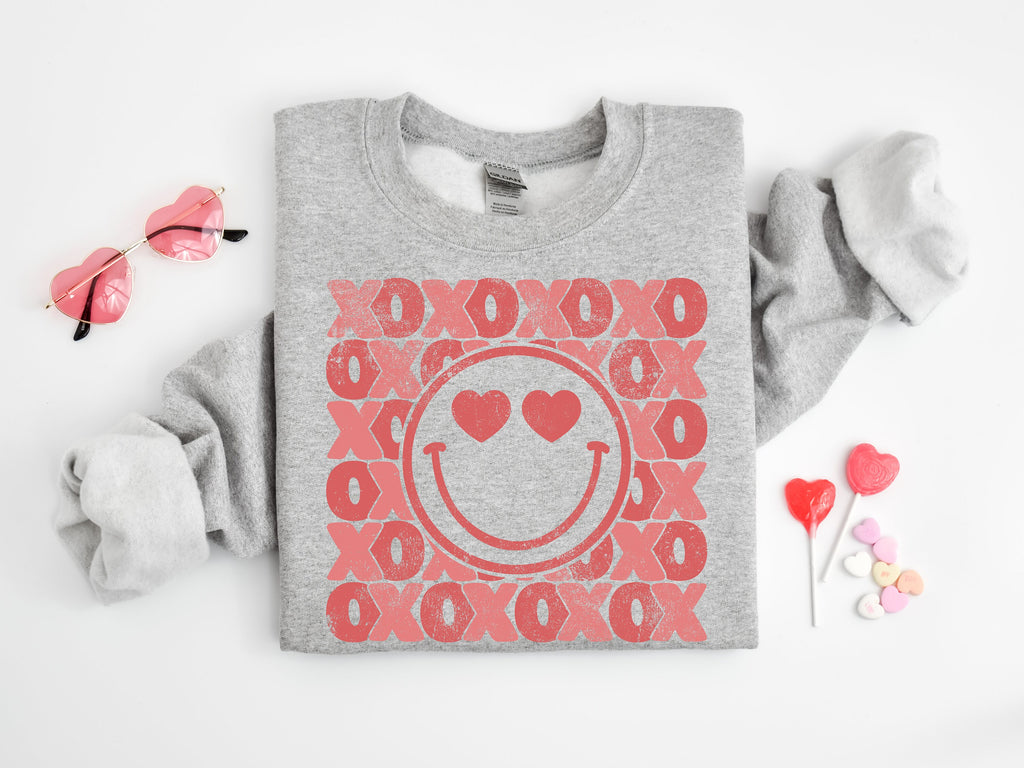Retro XOXO Valentine's Day Sweatshirt: Pink Love Shirt
