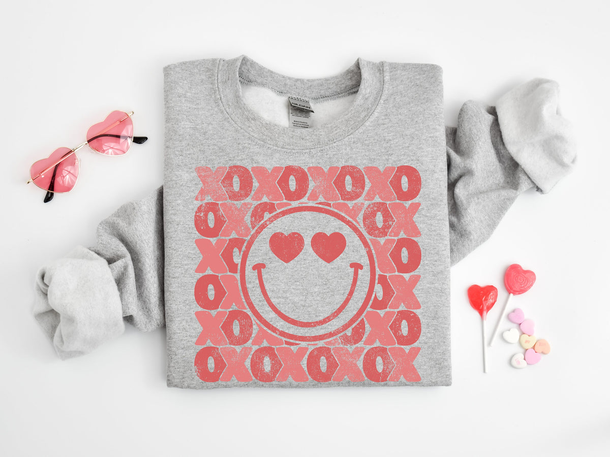Retro XOXO Valentine's Day Sweatshirt: Pink Love Shirt