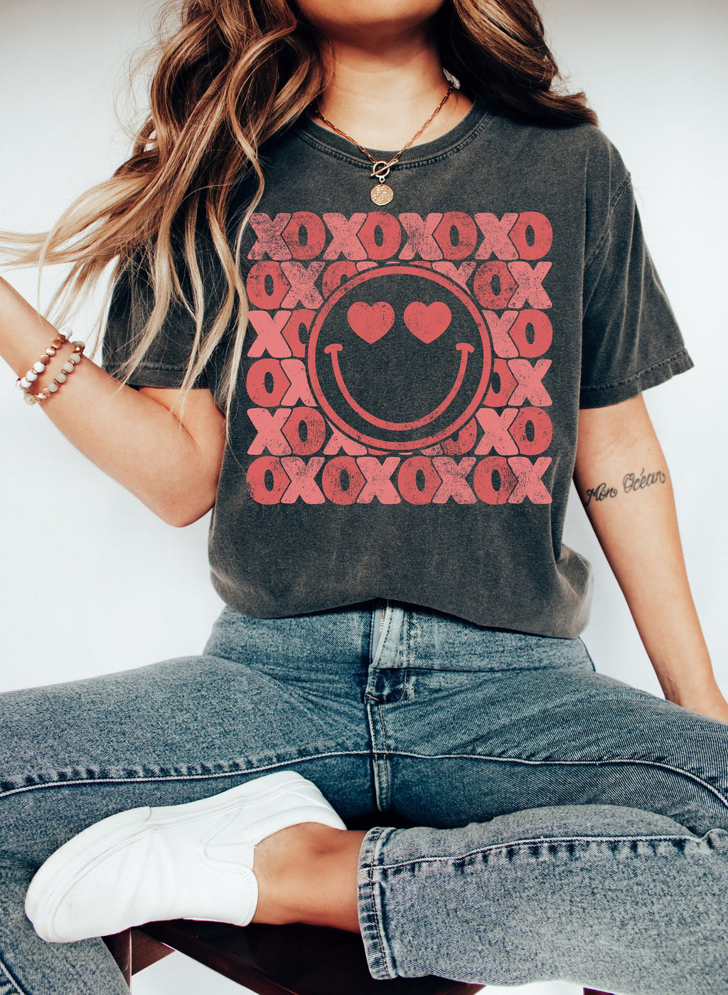 Retro XOXO Valentine's Day Sweatshirt: Pink Love Shirt