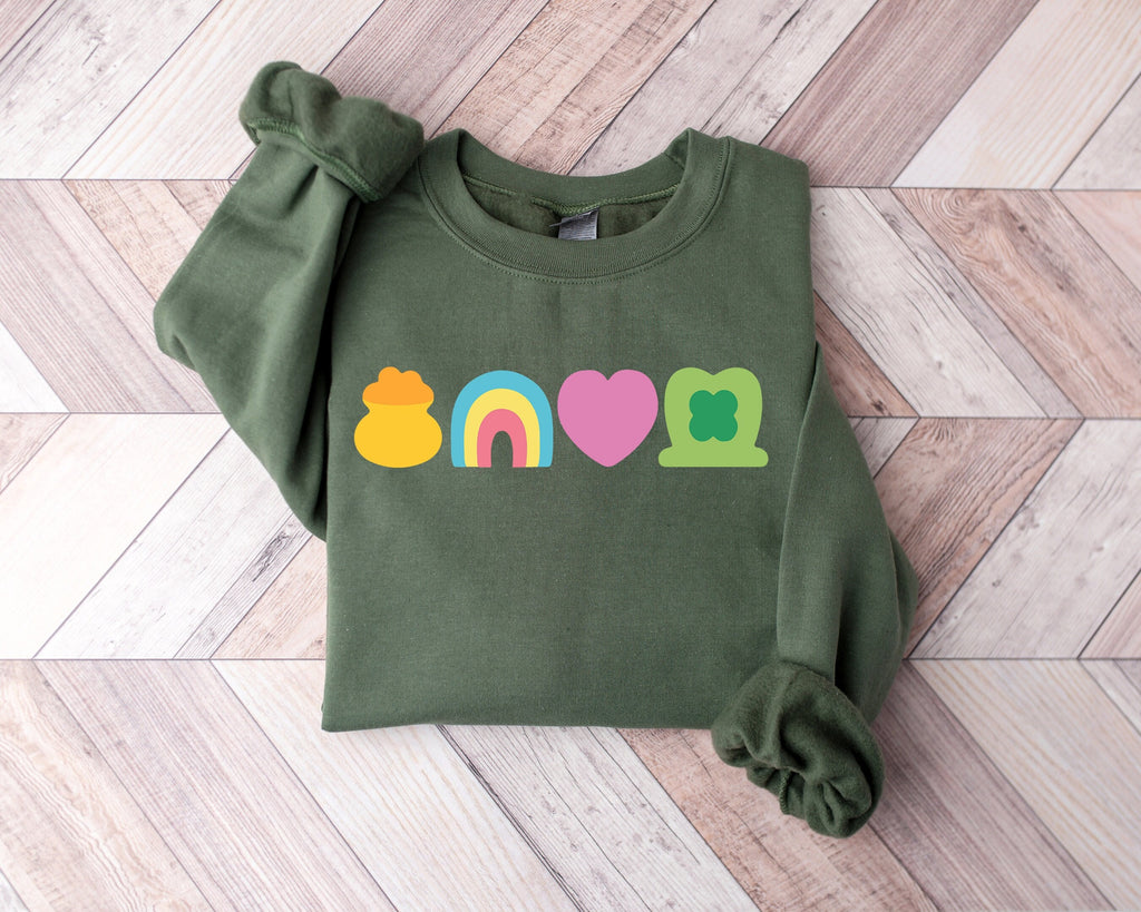 Rainbow Shamrock St. Patrick's Day Sweatshirt: Lucky Charm Shirt