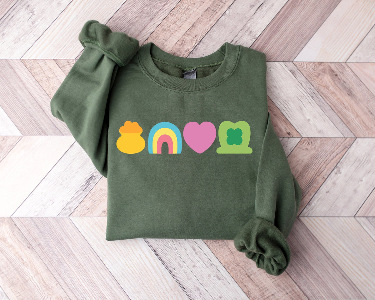Rainbow Shamrock St. Patrick's Day Sweatshirt: Lucky Charm Shirt
