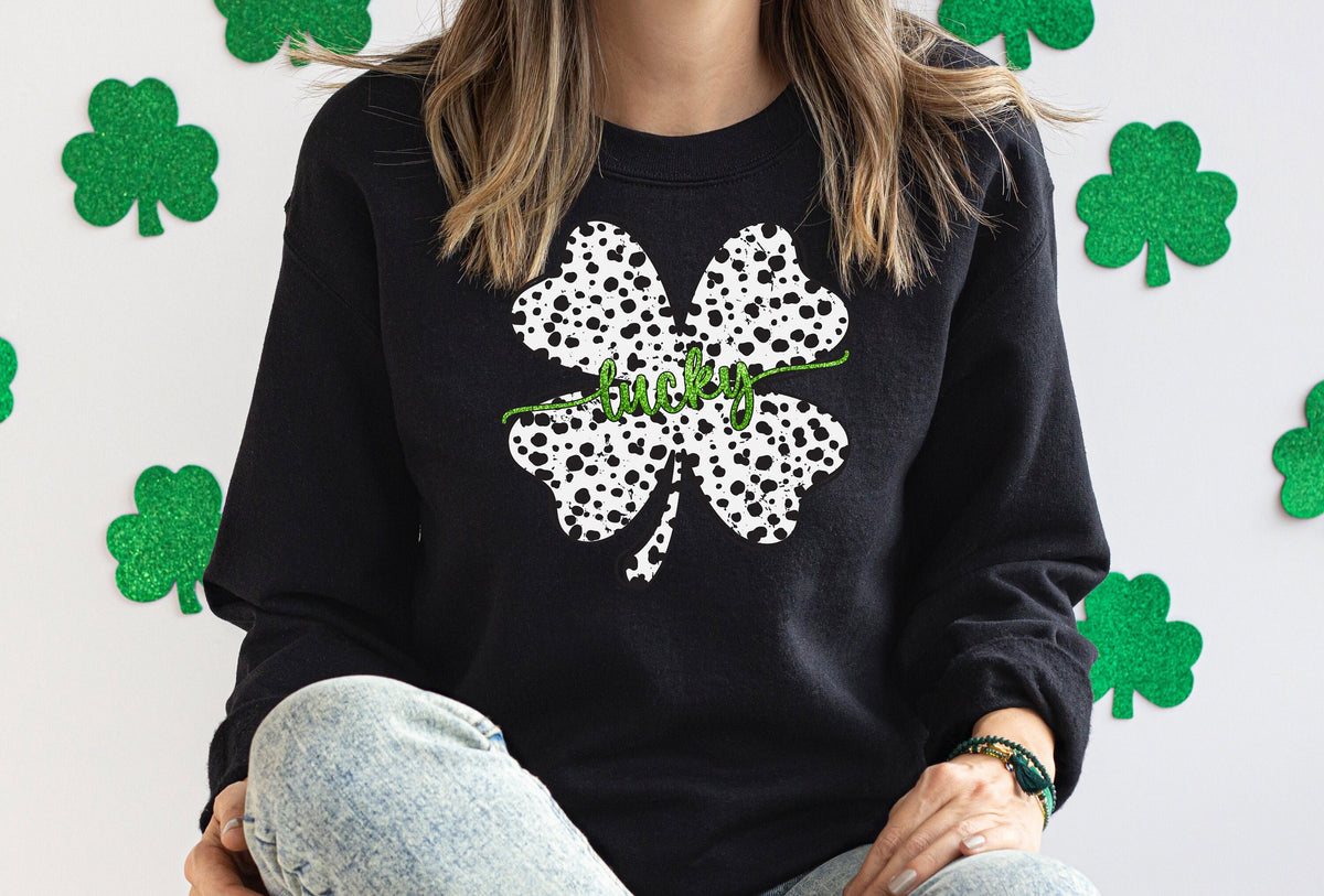 Dalmatian Four Leaf Clover Sweatshirt - St Patricks Day Shirt