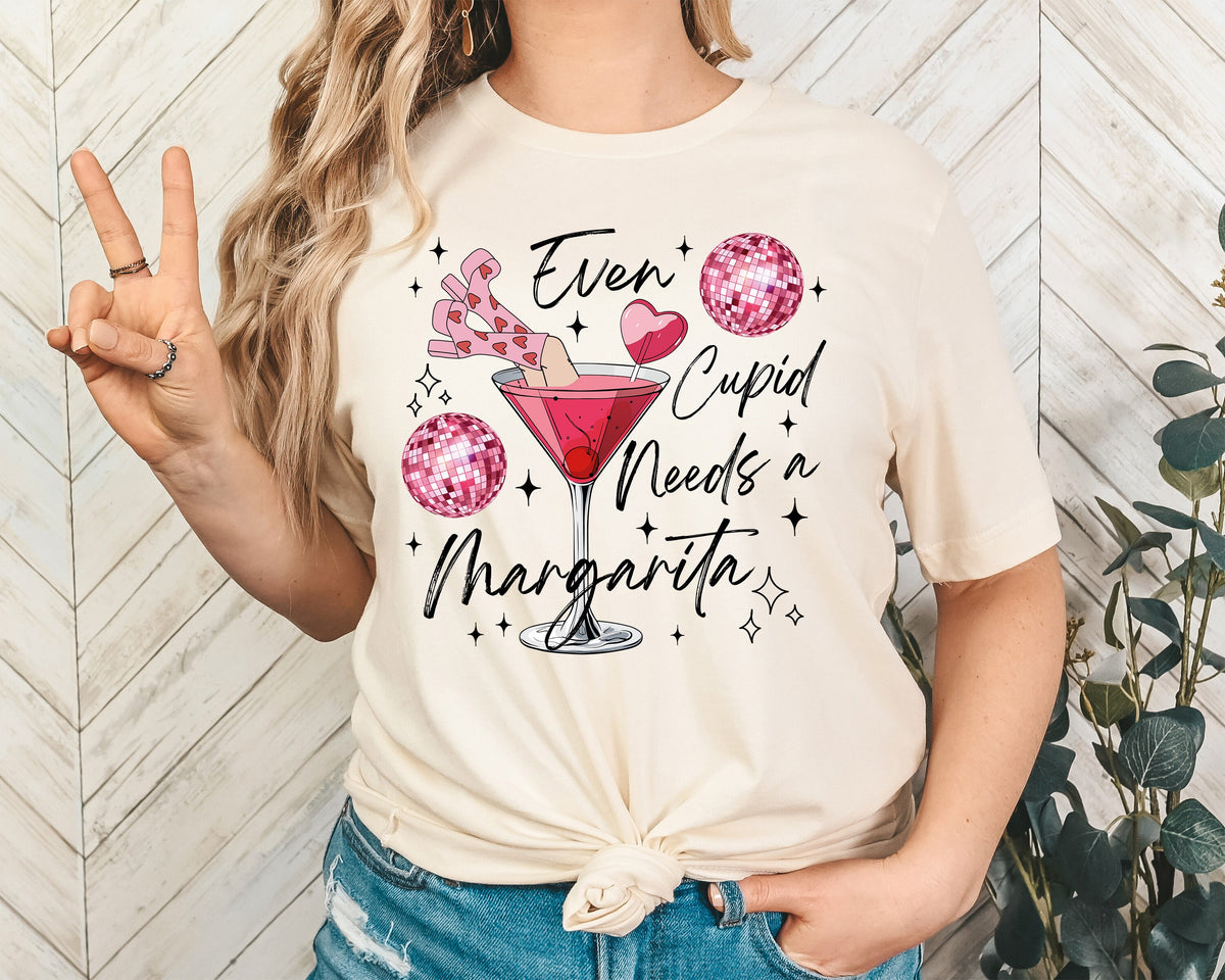 Even Cupid Needs A Margarita Shirt, Valentine's Day Tee