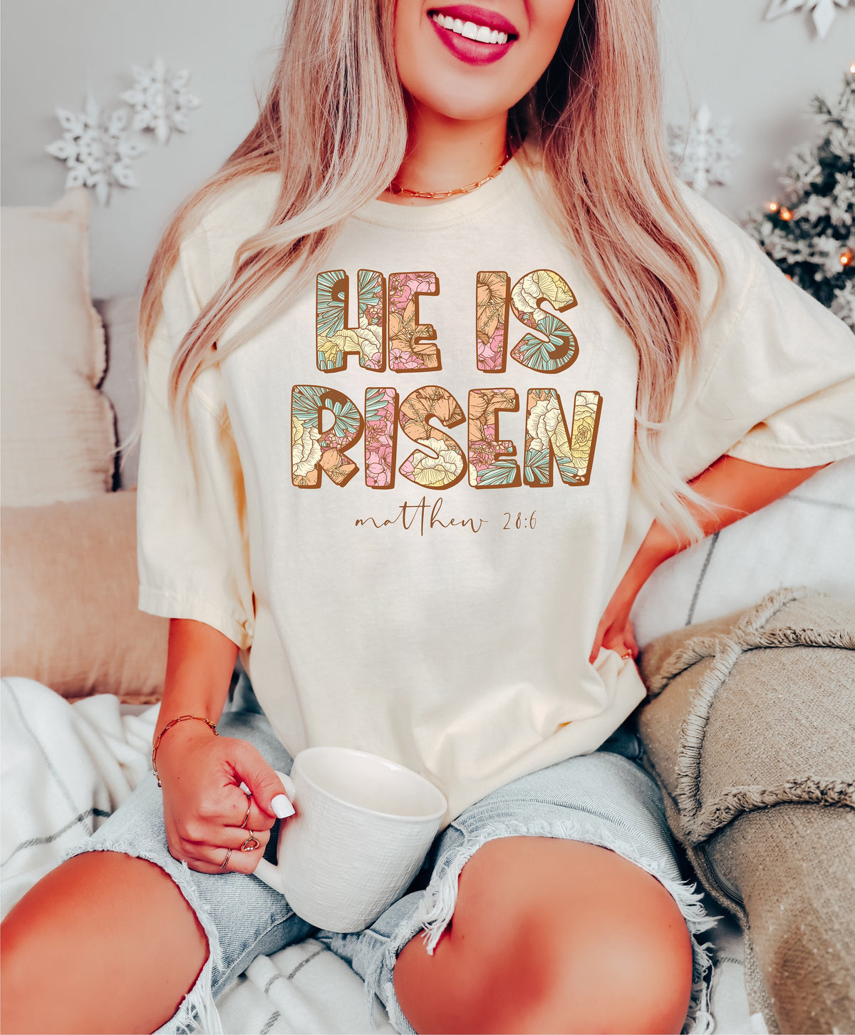 Floral He Is Risen Sweatshirt - Christian Women's Apparel