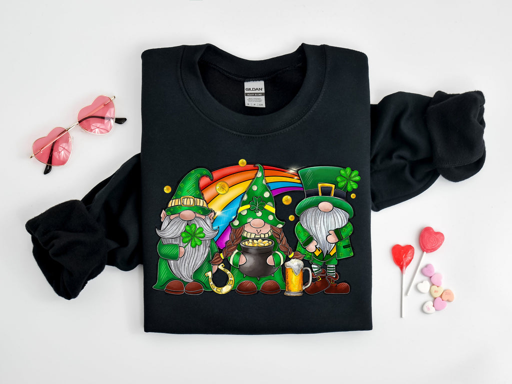 St Patrick's Day Gnomes Shirt: Lucky Shamrock Rainbow Sweatshirt