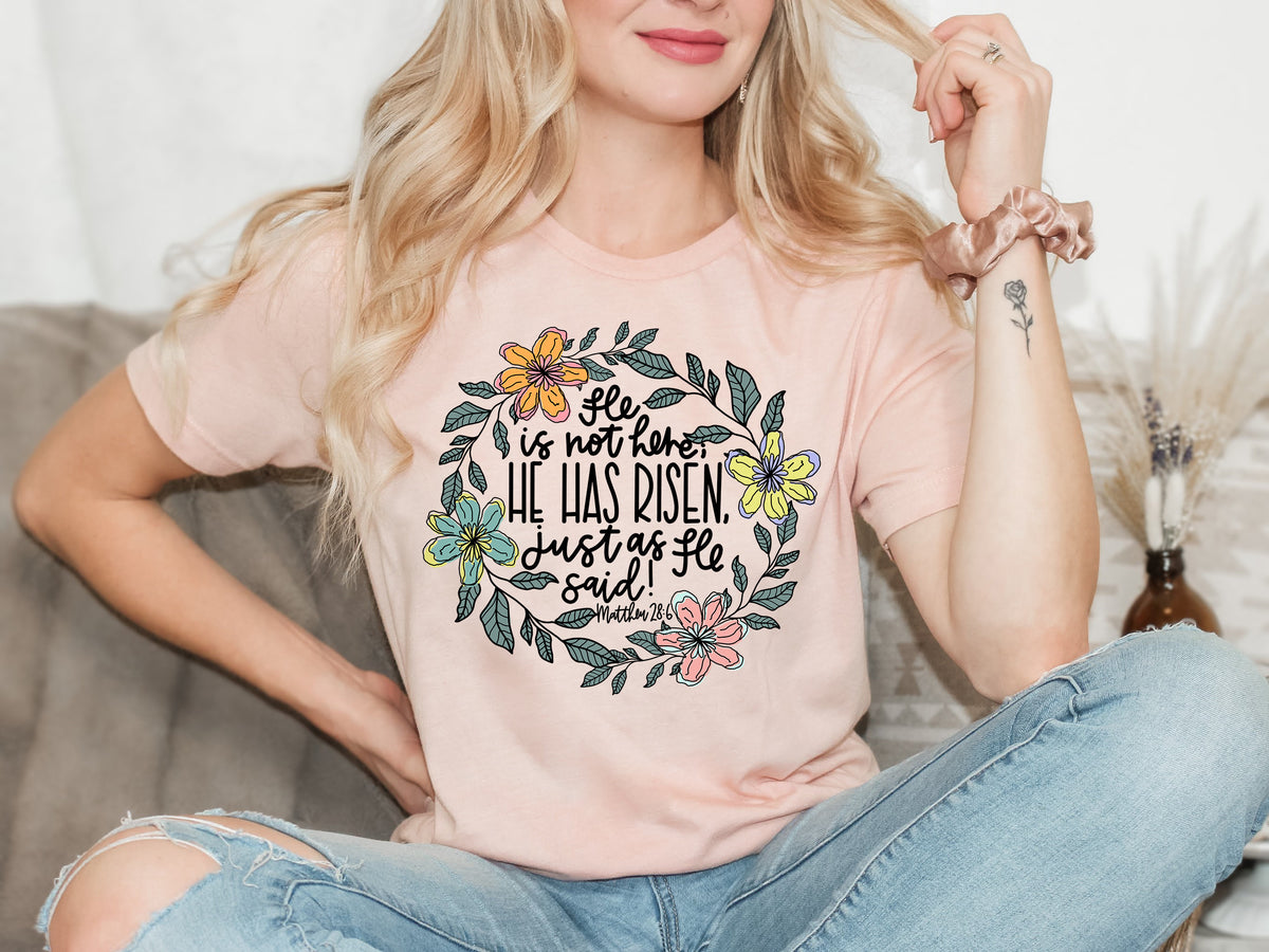 He Has Risen Sweatshirt: Floral Easter Christian Apparel