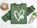 Womens Heart Shamrock Sweatshirt - St Patricks Day Gift