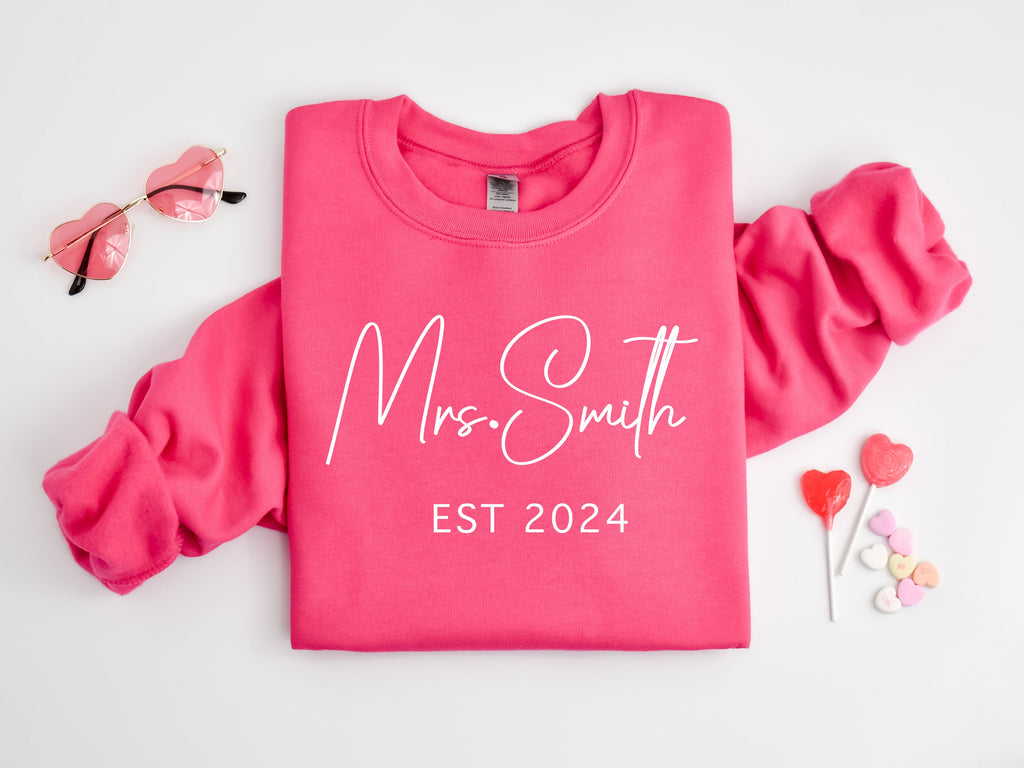 Personalized Bride Sweatshirt: Custom Mrs. Name, Future Wife Gift