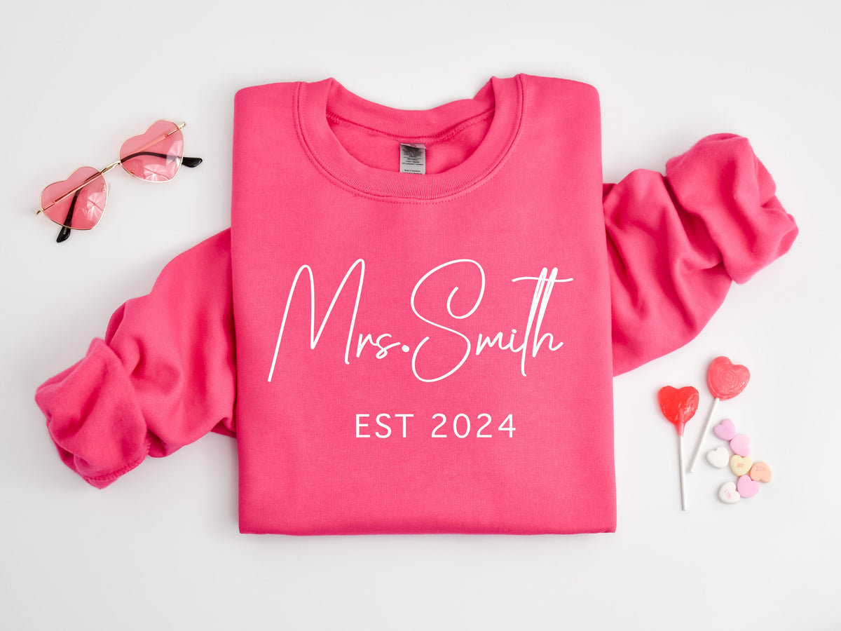 Personalized Bride Sweatshirt: Custom Mrs. Name, Future Wife Gift