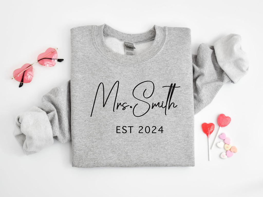 Personalized Bride Sweatshirt: Custom Mrs. Name, Future Wife Gift