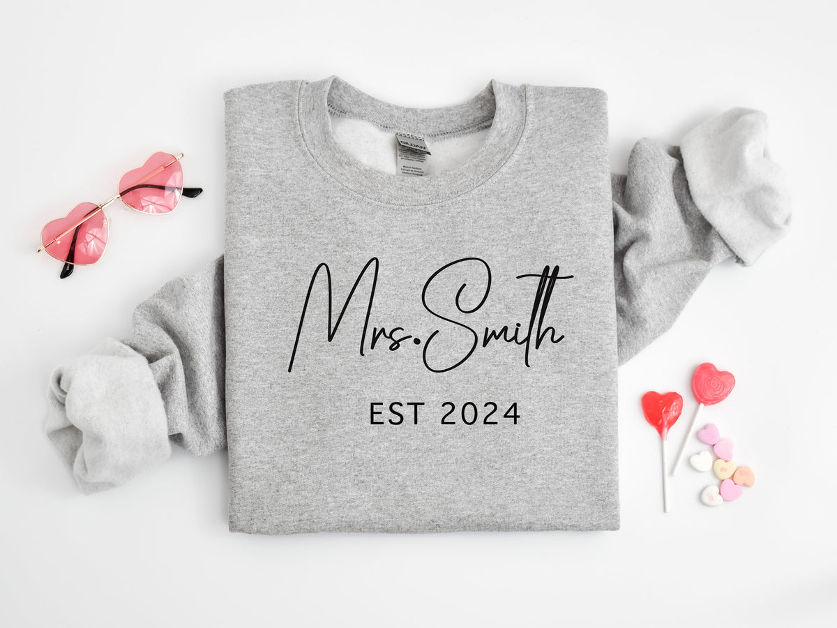 Personalized Bride Sweatshirt: Custom Mrs. Name, Future Wife Gift