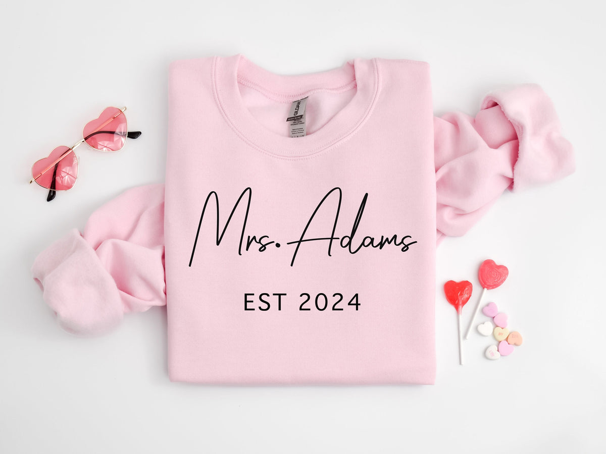Personalized Bride Sweatshirt: Custom Mrs. Name, Future Wife Gift