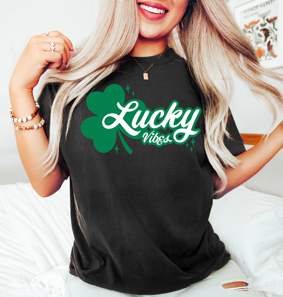 Lucky Vibes Shamrock Sweatshirt - St Patricks Day Gift