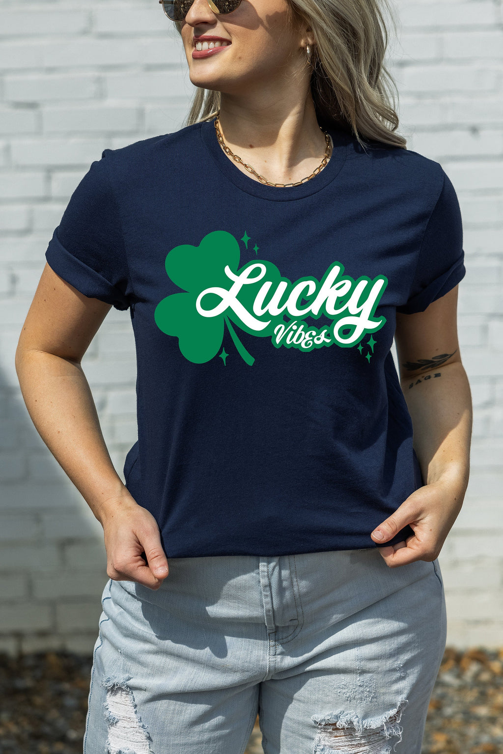 Lucky Vibes Shamrock Sweatshirt - St Patricks Day Gift