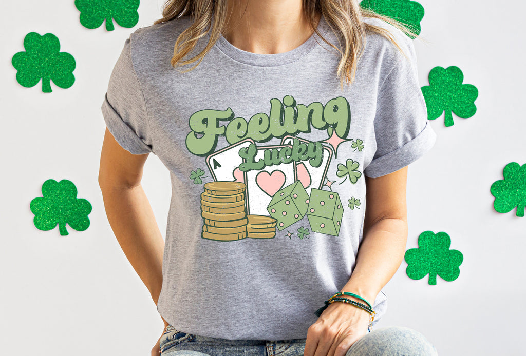 Feeling Lucky Sweatshirt: St Patricks Day Shamrock Clover Shirt