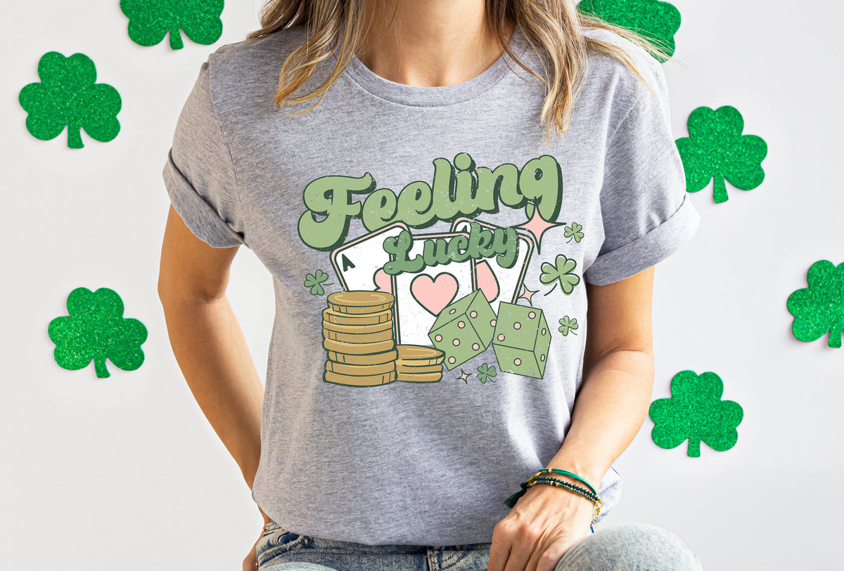 Feeling Lucky Sweatshirt: St Patricks Day Shamrock Clover Shirt