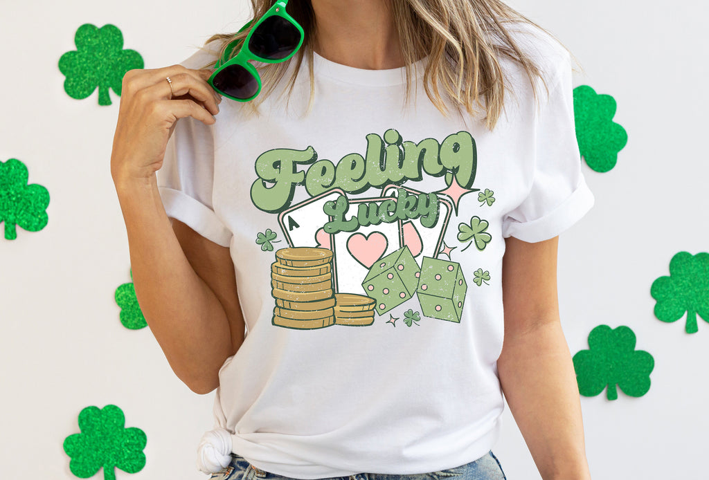 Feeling Lucky Sweatshirt: St Patricks Day Shamrock Clover Shirt