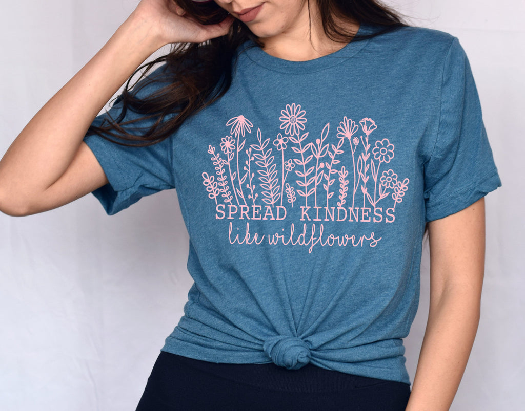 Floral Kindness T-Shirt: Dandelion Wildflower Graphic Tee