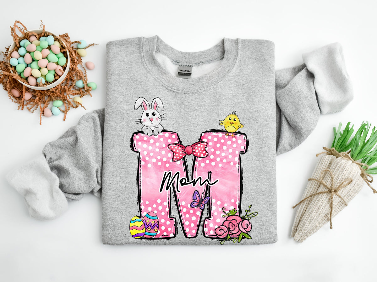 Custom Easter Mama Sweatshirt: Bunny & Chick Design