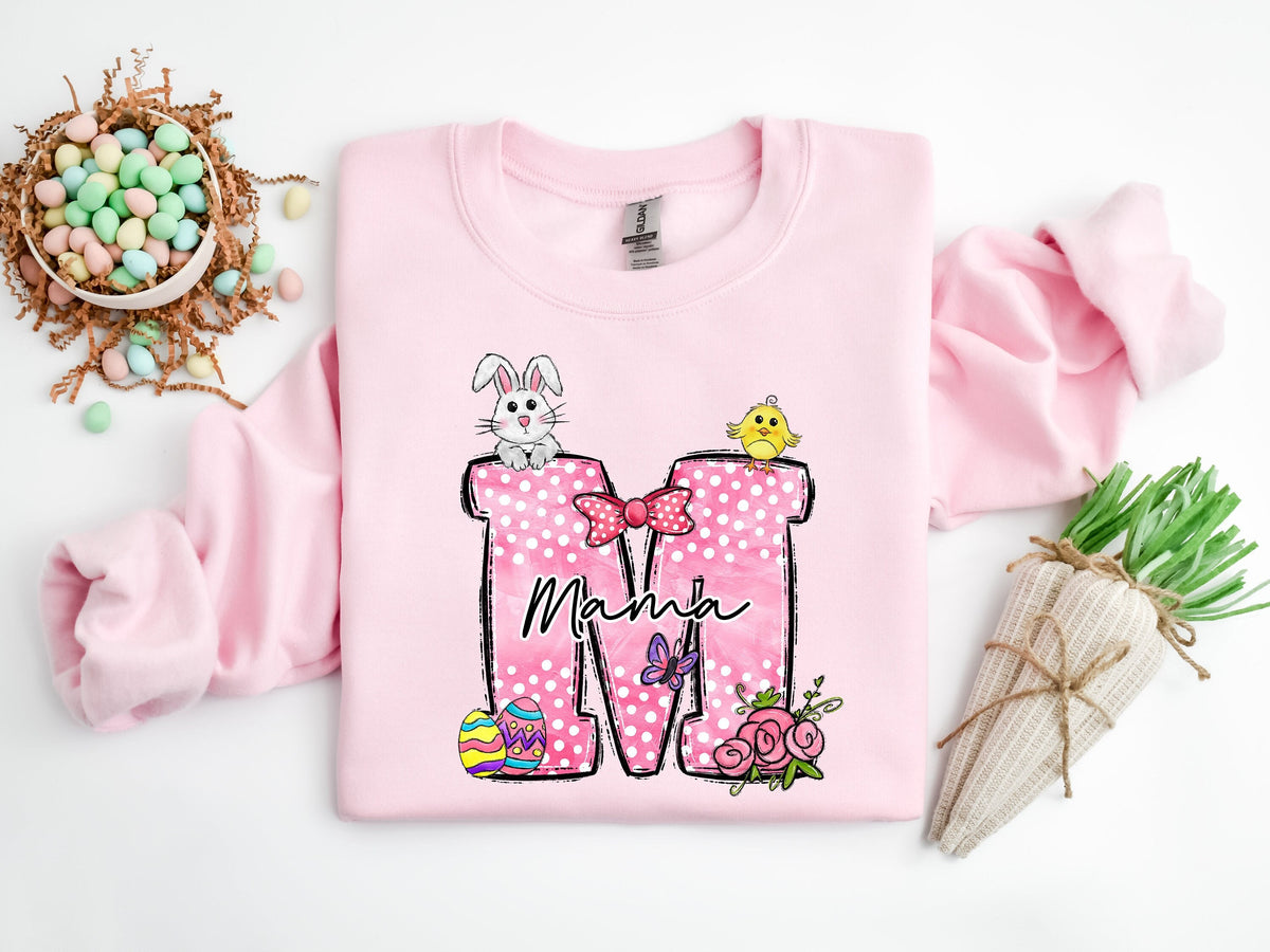 Custom Easter Mama Sweatshirt: Bunny & Chick Design