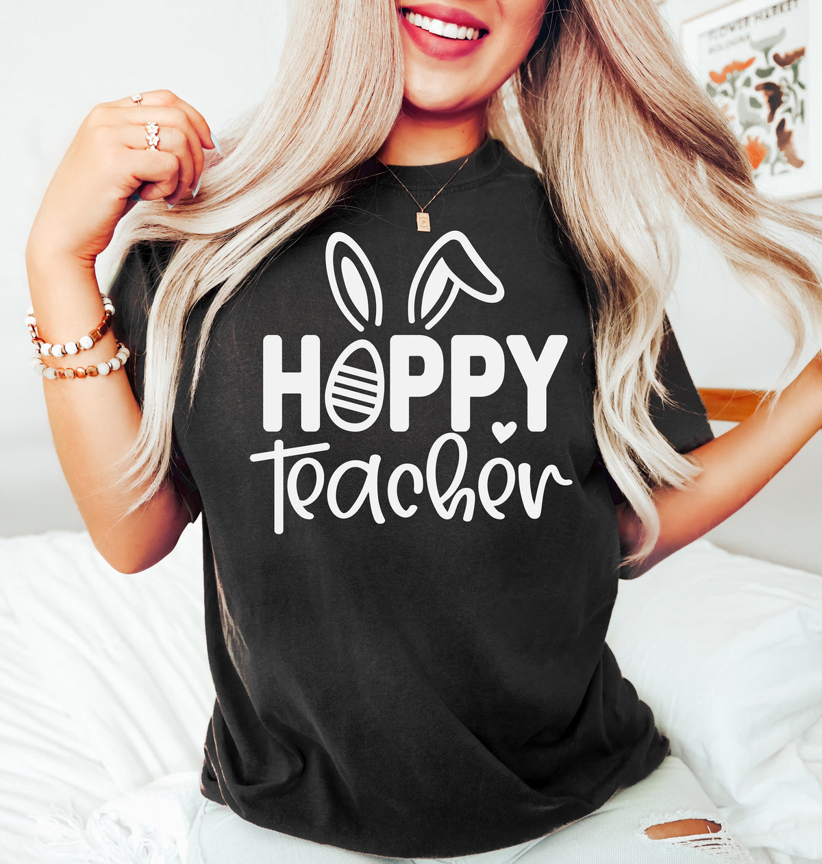 Hoppy Teacher Easter Shirt: Bunny Ears T-Shirt
