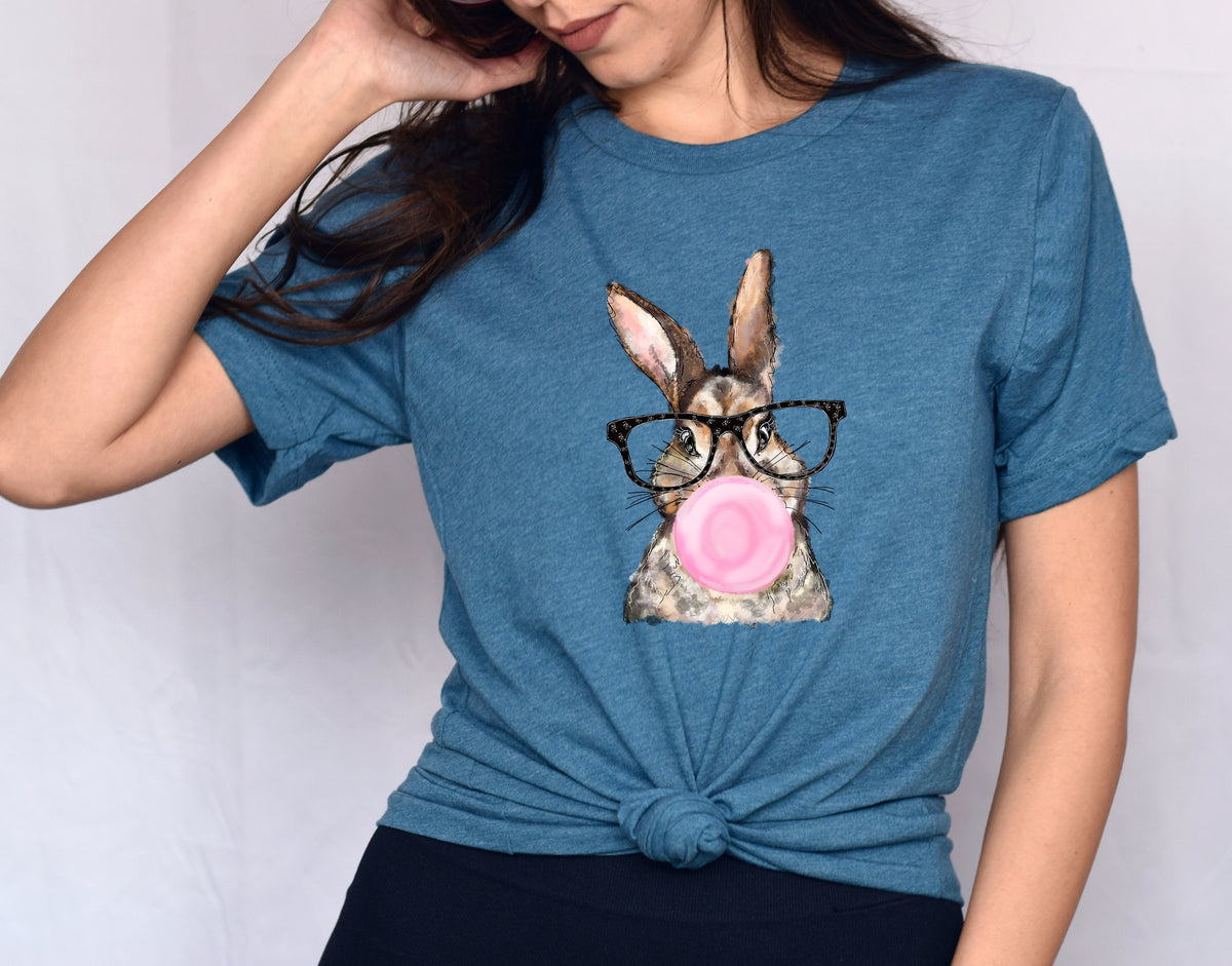 Bunny with Glasses Shirt: Easter Rabbit Graphic Tee