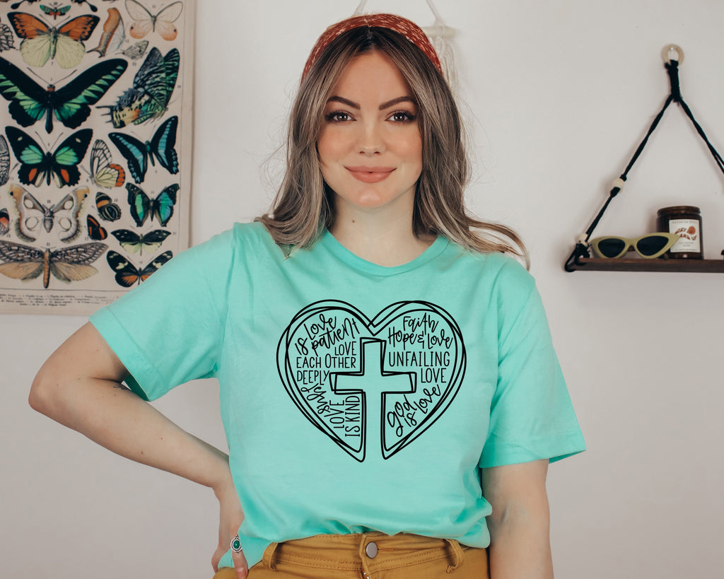 Faith Cross Shirt: Christian Love Heart Tee