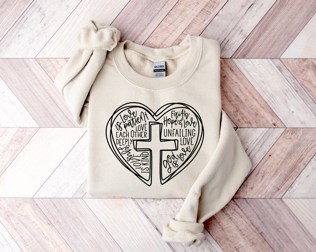 Faith Cross Shirt: Christian Love Heart Tee