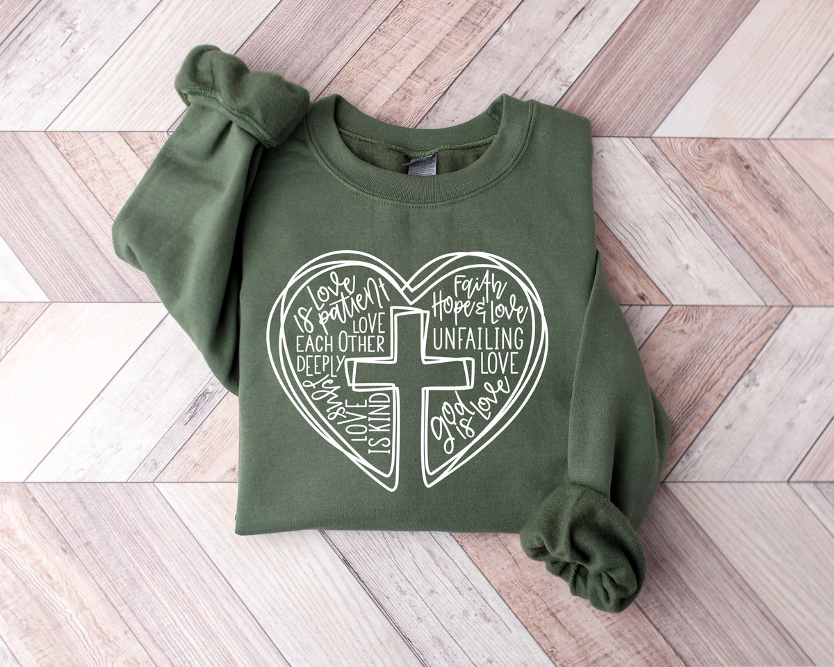 Faith Cross Shirt: Christian Love Heart Tee
