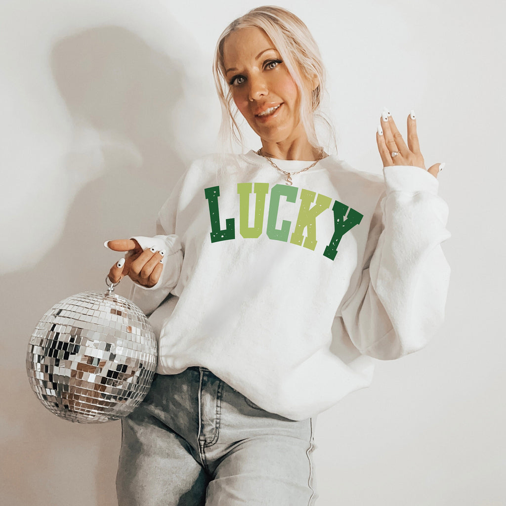 Lucky Vibes Sweatshirt: St Patricks Day Irish Clover Sweater