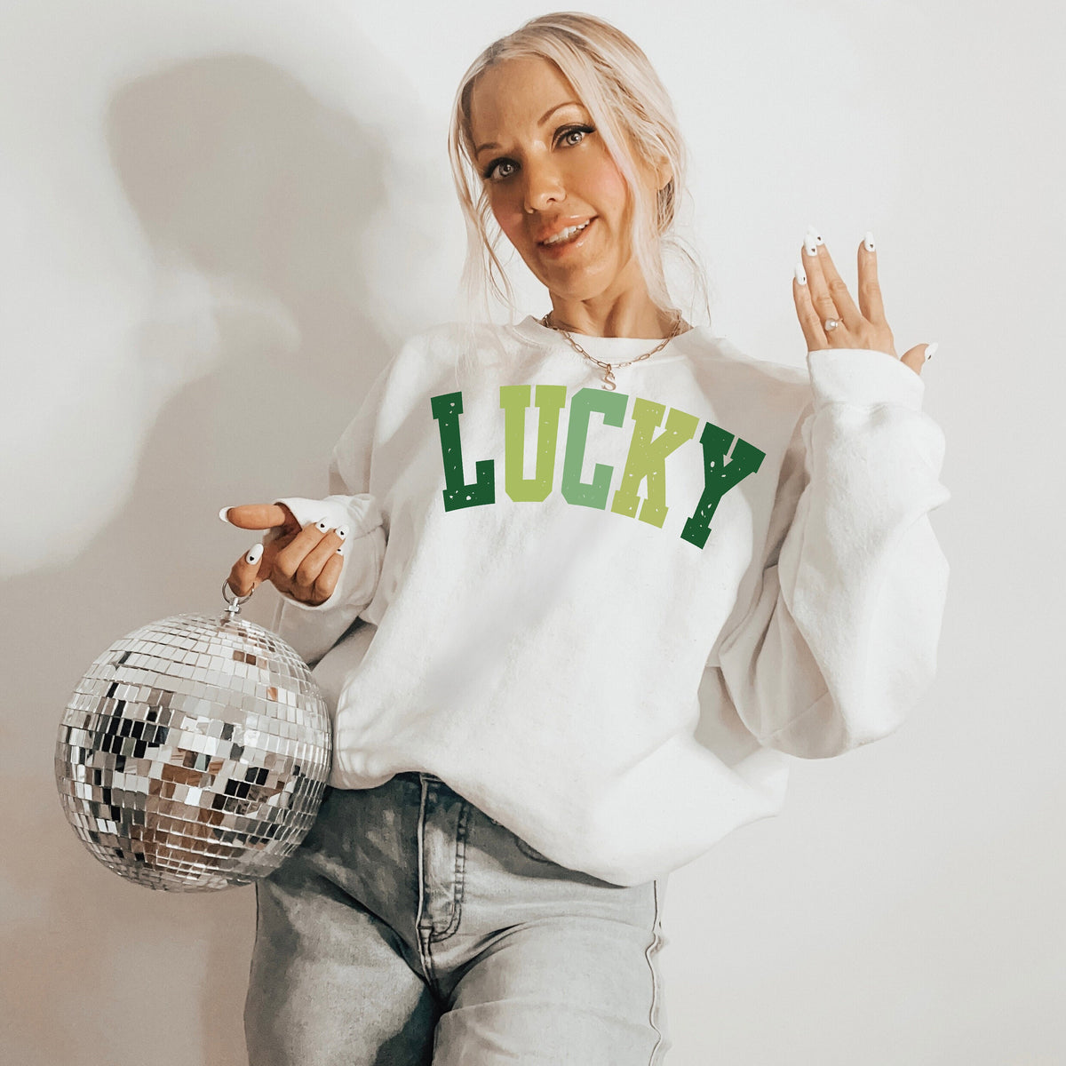 Lucky Vibes Sweatshirt: St Patricks Day Irish Clover Sweater