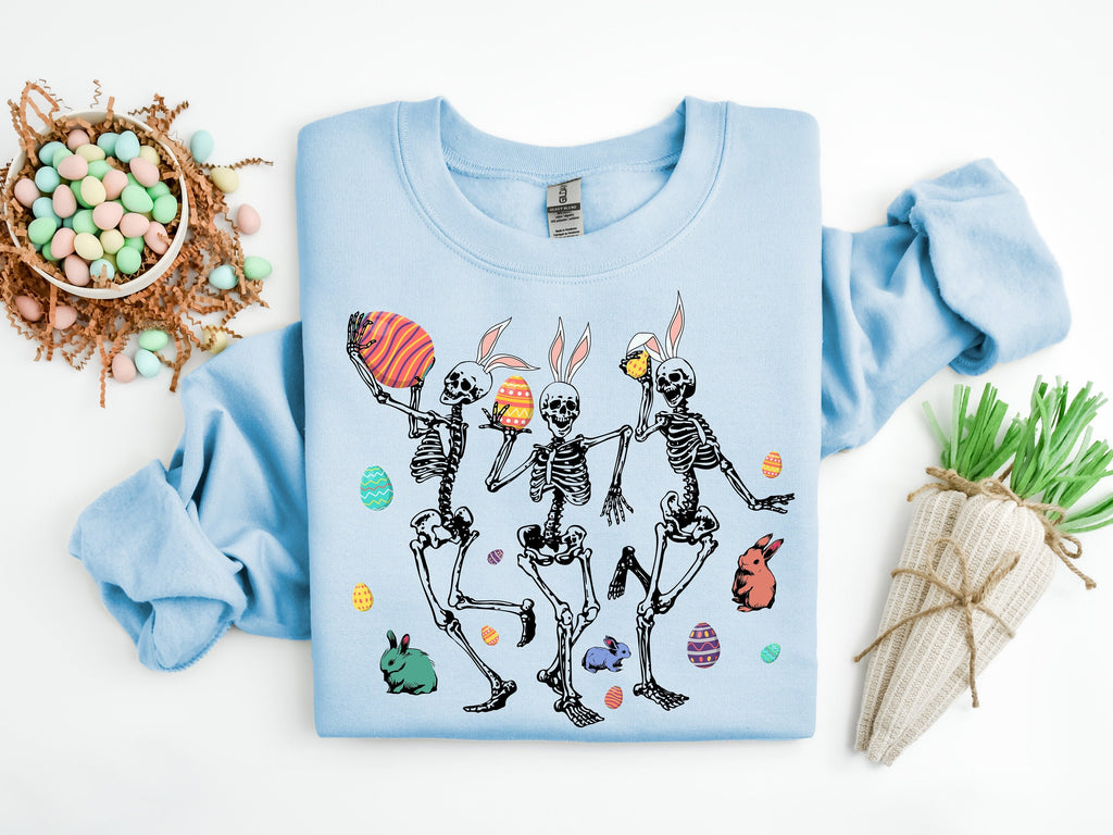 Funny Easter Skeleton Shirt: Dancing Skellies Family Tee