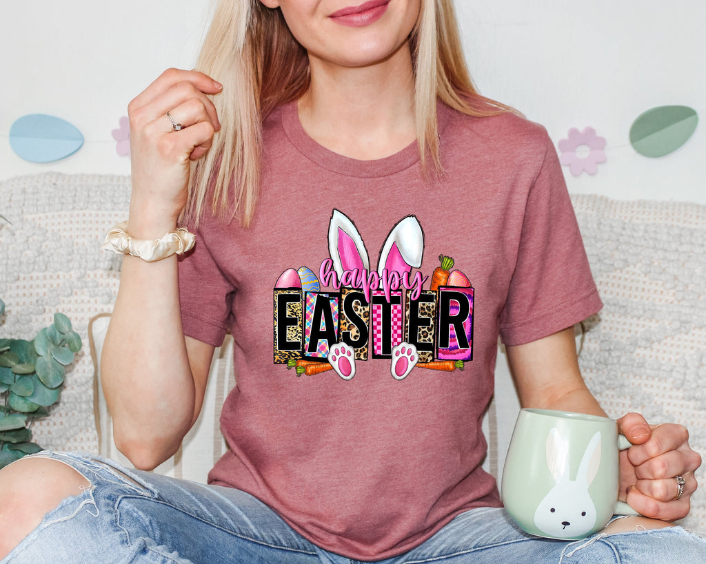 Happy Easter Bunny Sweatshirt, Women's Spring Holiday Apparel
