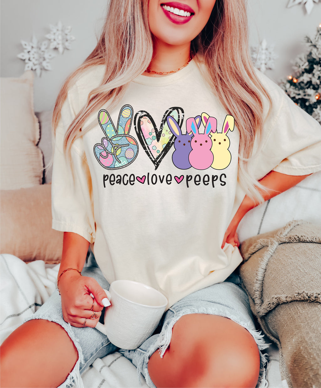 Peace Love Peeps Easter Shirt: Bunny Rabbit Tee