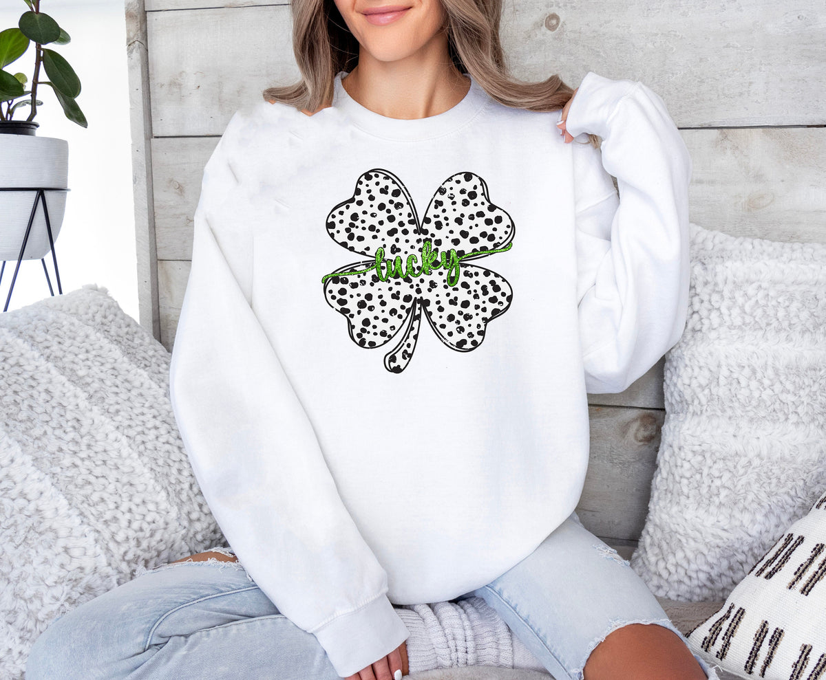 Dalmatian Four Leaf Clover Sweatshirt - St Patricks Day Shirt