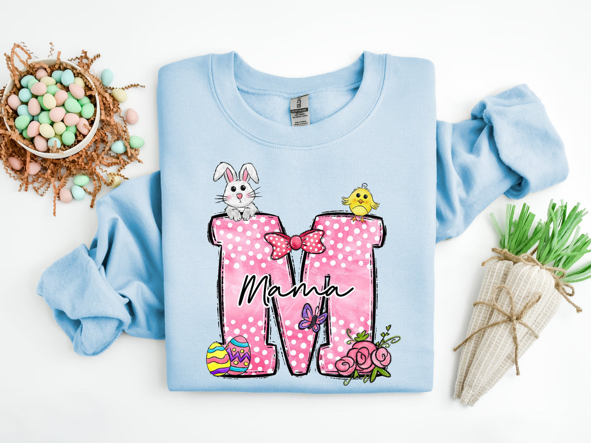 Custom Easter Mama Sweatshirt: Bunny & Chick Design