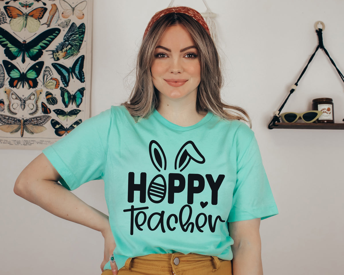 Hoppy Teacher Easter Shirt: Bunny Ears T-Shirt