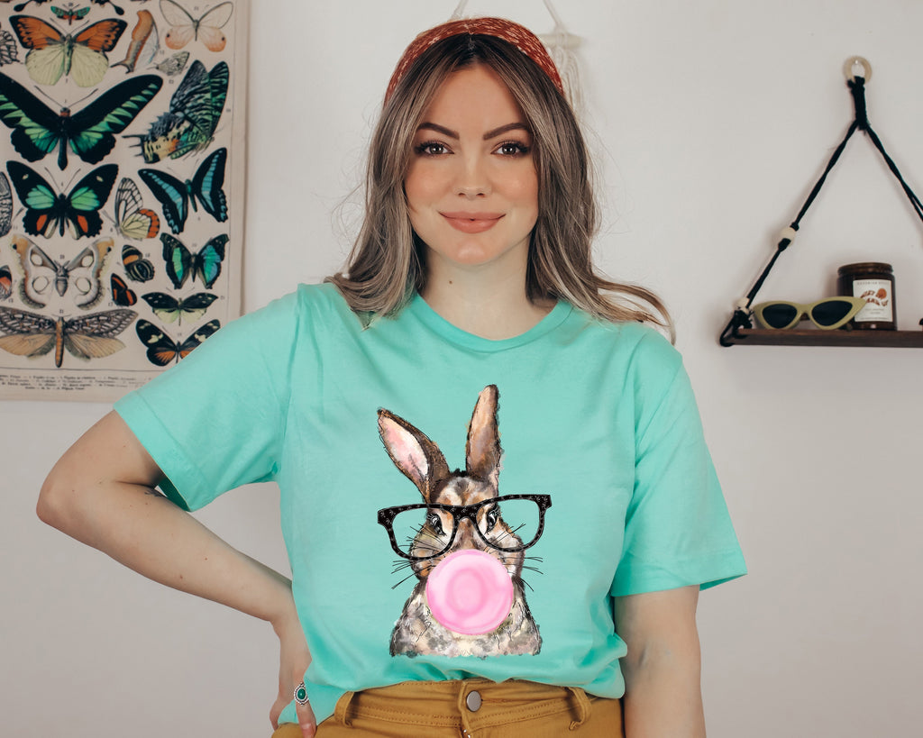 Bunny with Glasses Shirt: Easter Rabbit Graphic Tee