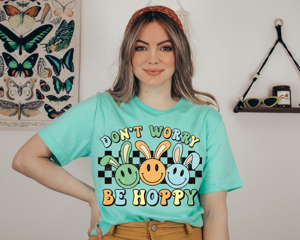 Teacher Easter Shirt: Don't Worry Be Hoppy Peeps Tee