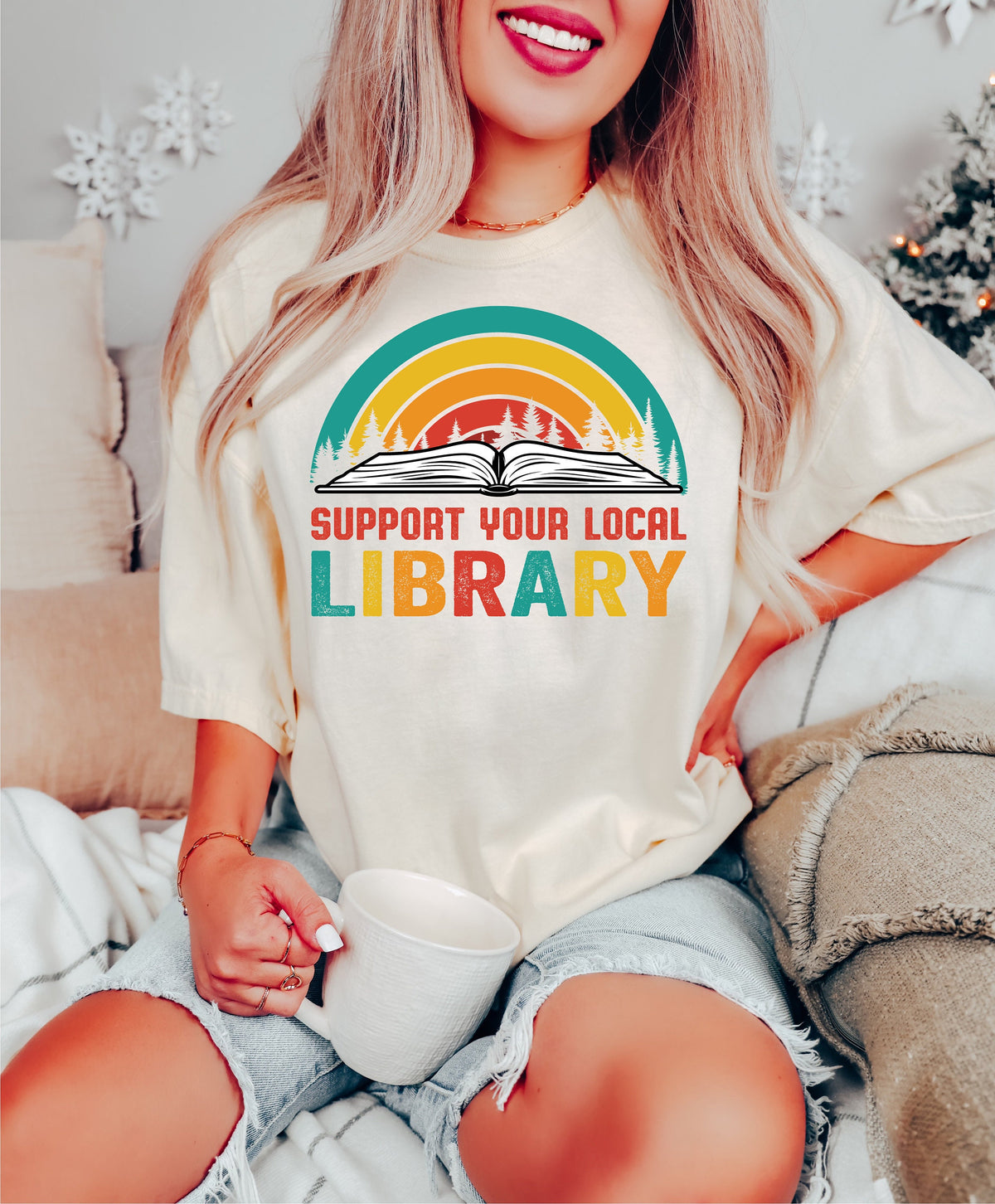 Support Your Local Library Shirt: Bookworm Reading Gift
