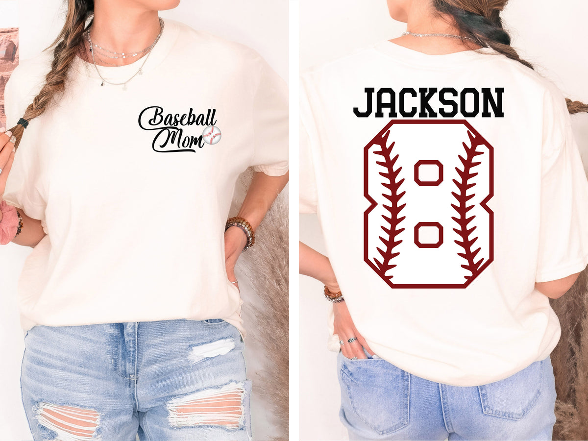 Personalized Baseball Mom Shirt: Kids Name & Number, Baseball Season Mama
