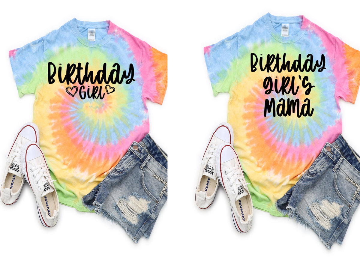 Tie Dye Birthday Girl Shirt: Family Matching Birthday Squad T-Shirt