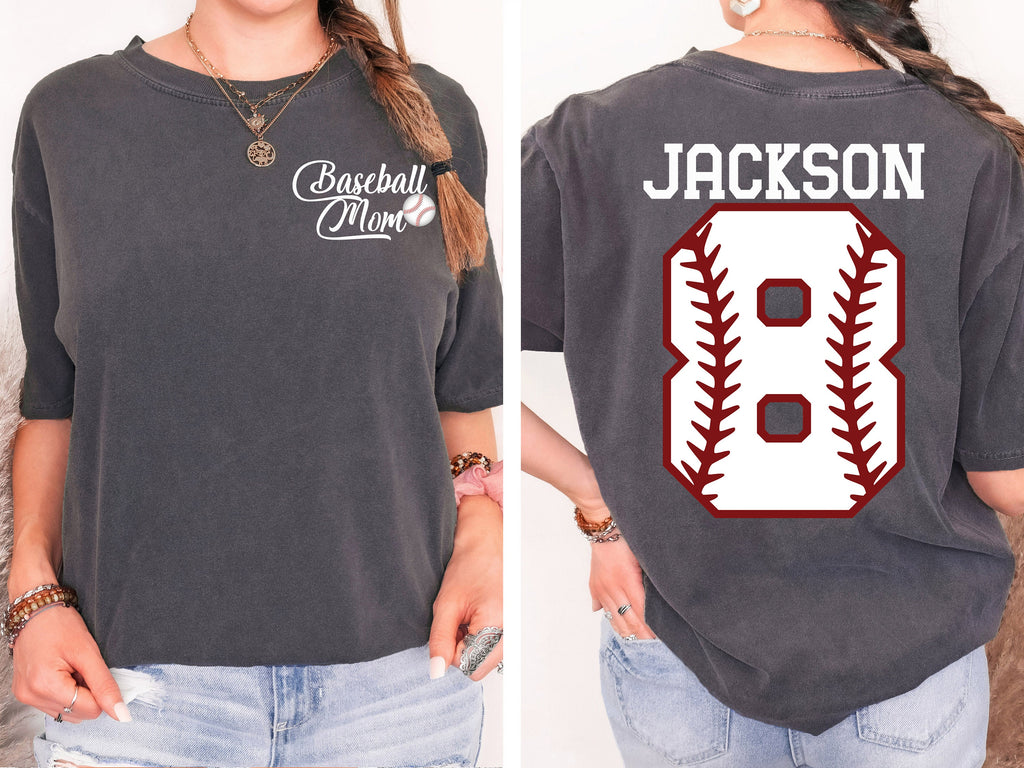 Personalized Baseball Mom Shirt: Kids Name & Number, Baseball Season Mama