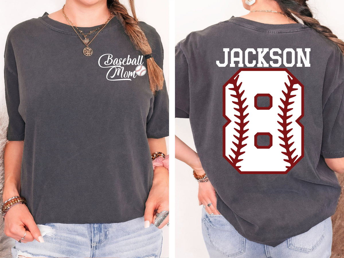 Personalized Baseball Mom Shirt: Kids Name & Number, Baseball Season Mama