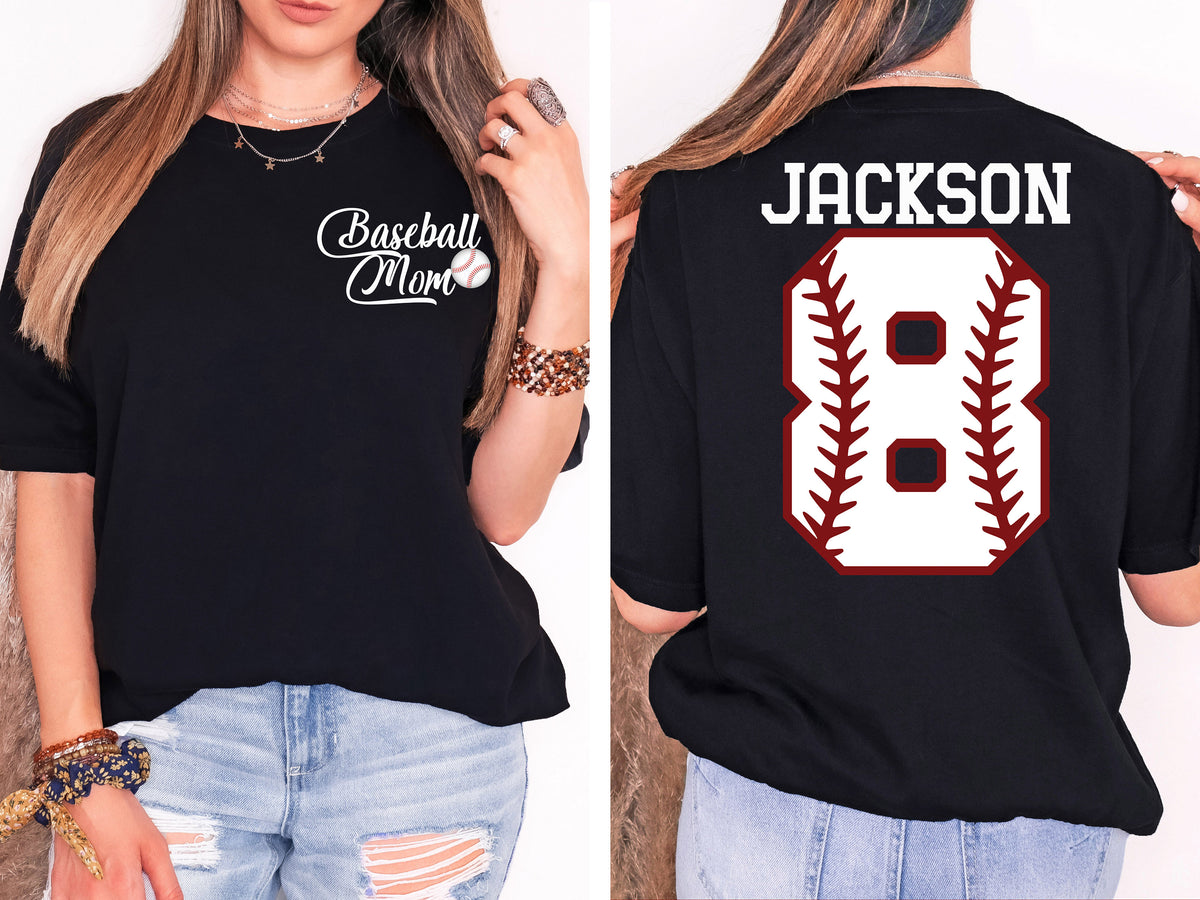 Personalized Baseball Mom Shirt: Kids Name & Number, Baseball Season Mama