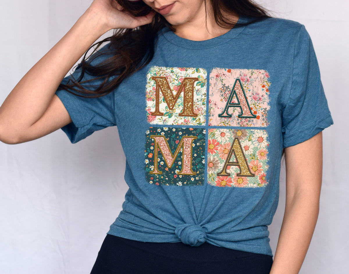 Retro Floral Mama Sweatshirt, Boho Mom Shirt