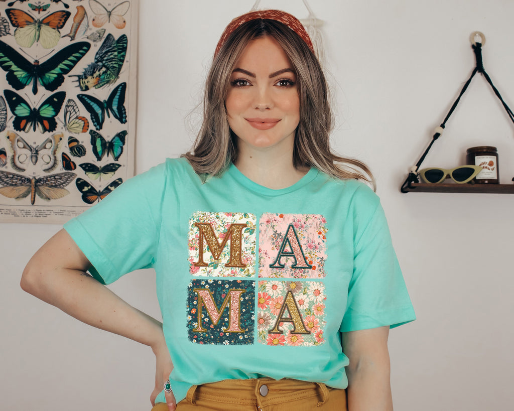 Retro Floral Mama Sweatshirt, Boho Mom Shirt