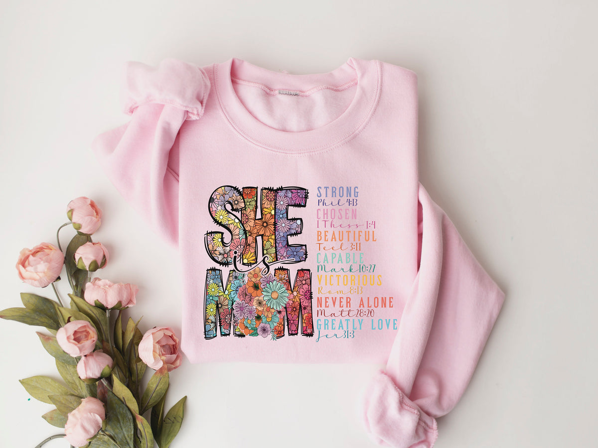 She Is Mom Shirt: Christian Bible Verse, Empowered Women