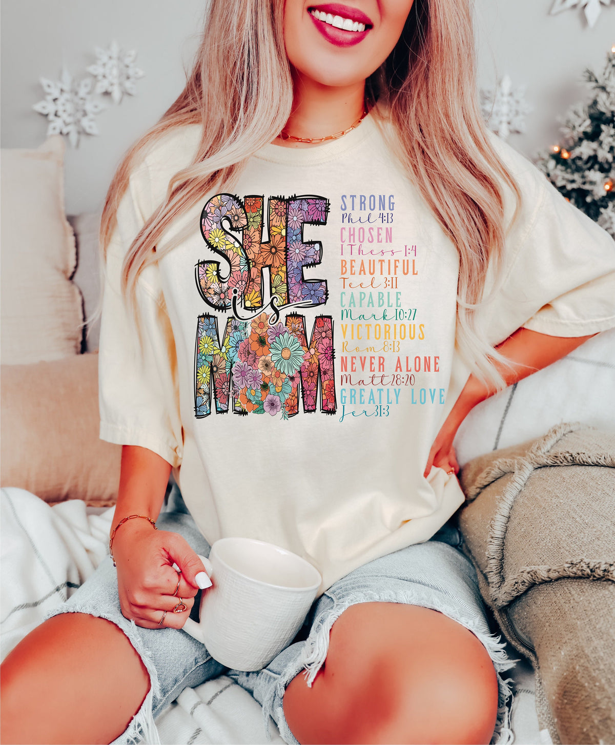 She Is Mom Shirt: Christian Bible Verse, Empowered Women